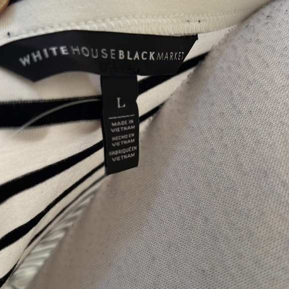 New! White House black market large striped off the shoulder weekend dress. - Picture 4 of 8